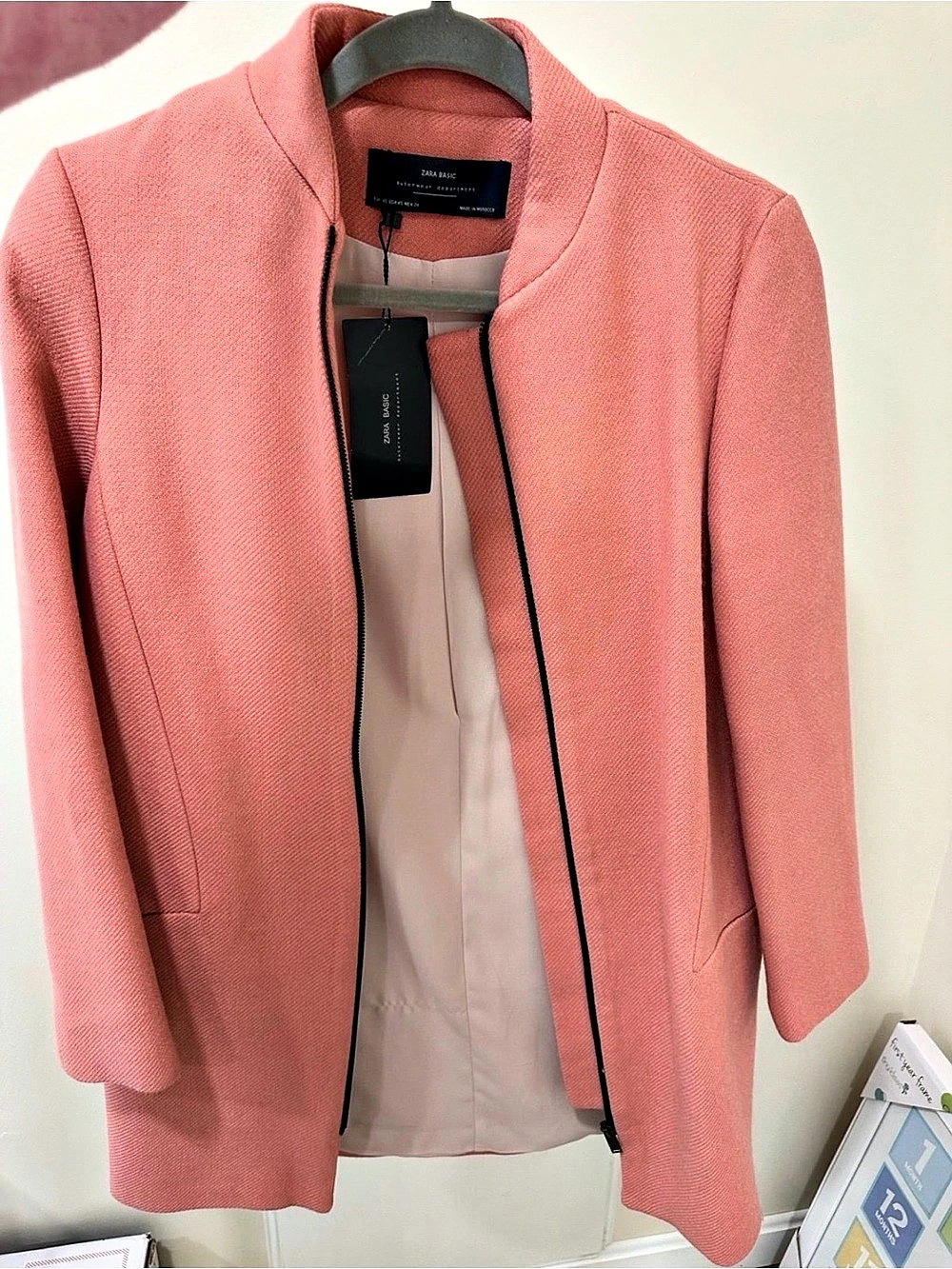 Zara Pink Zip Front Jacket Size Medium Like New
